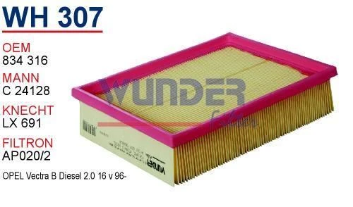 Wunder WH307 HAVA FİLTRESİ - OPEL VECTRA BDiESEL 2.0 16v 96- ürün görseli 1
