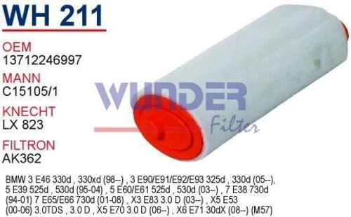 Wunder WH211 HAVA FİLTRESİ - LAND ROVER FREELANDER2.0 TD4 (KISA)