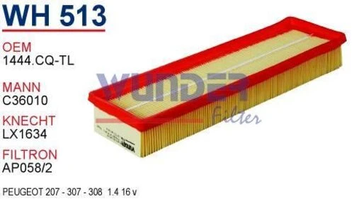 Wunder WH513 HAVA FİLTRESİ - PEUGEOT 207 - 307 - 308 1.4 16 v - 1