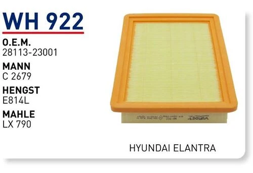 Wunder WH922 HAVA FİLTRESİ - HYUNDAi ELANTRA ürün görseli