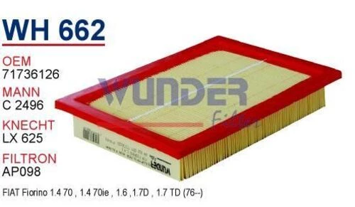 Wunder WH662 HAVA FİLTRESİ - FİAT FİORİNO 1.4 İ
