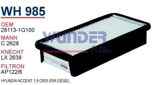 Wunder WH985 HAVA FİLTRESİ - KiA RiO DİESEL