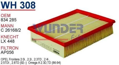 Wunder WH308 HAVA FİLTRESİ - OPEL OMEGA - FRONTERA ürün görseli