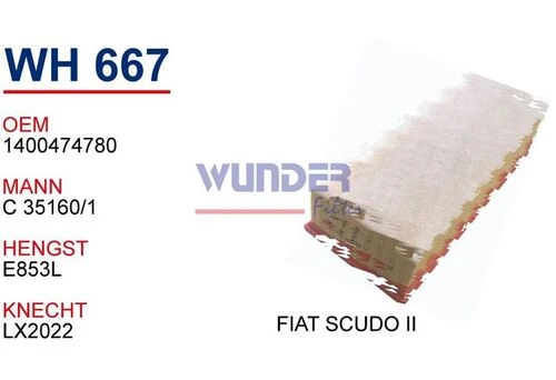 Wunder WH667 HAVA FİLTRESİ - FİAT SCUDO II - 1