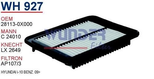 Wunder WH927 HAVA FİLTRESİ - HYUNDAİ İ-10 BENZ. 09- ürün görseli 1