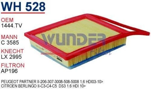 Wunder WH528 HAVA FİLTRESİ - PARTNER II-206-307-3008-508-5008 1,6 ürün görseli 1