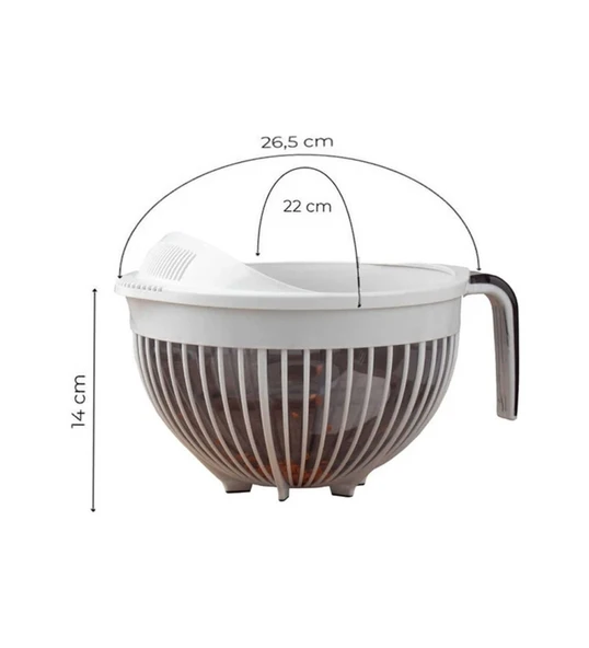 Qlüx İdeas Qmix Pirinç Süzgeci Fil Dişi 3000ml 22cm - 2