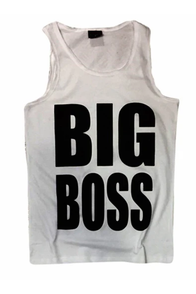 fame-stoned Unisex Beyaz Big Boss Baskılı Sıfır Kol T-shirt ürün görseli