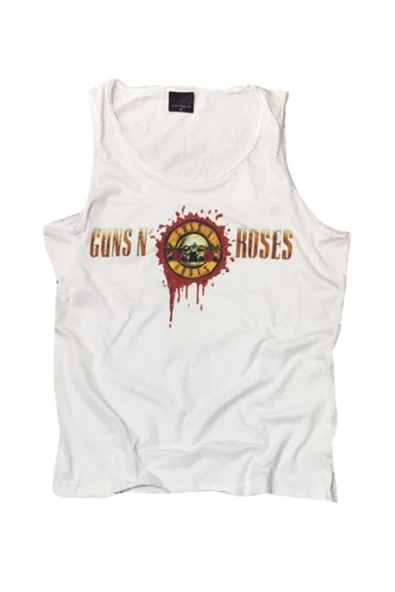 fame-stoned Unisex Beyaz Guns N Roses Baskılı Sıfır Kol T-shirt ürün görseli