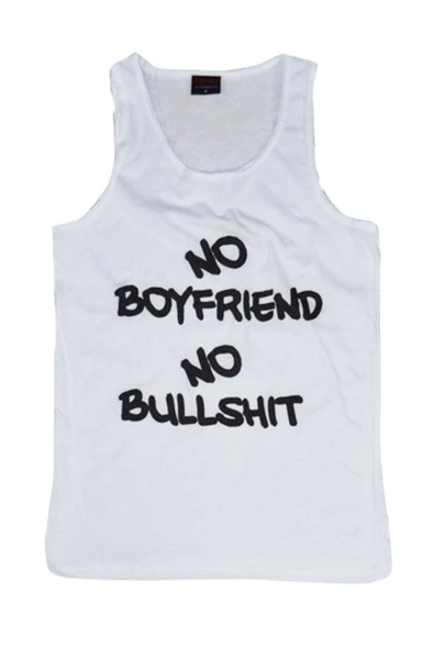fame-stoned  No Boyfriend No Bullshit Baskılı Sıfır Kol T-shirt
