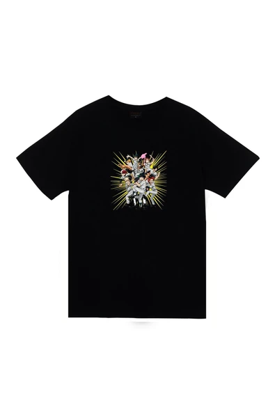 fame-stoned  My Hero Academia Anime Baskılı Unisex %100 Pamuk Siyah T-shirt ürün görseli