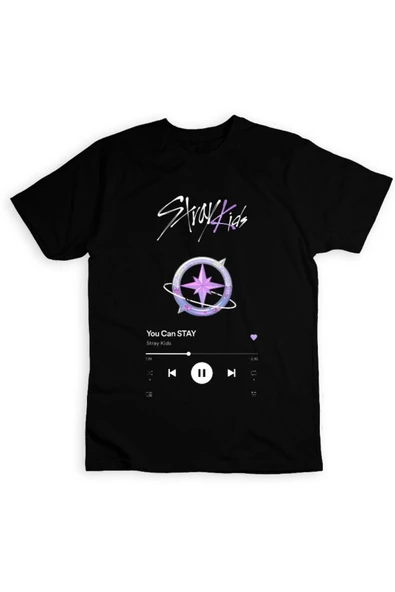 fame-stoned  Stray Kids, You Can Stay, K-Pop Unisex Siyah %100 Pamuk T-shirt ürün görseli