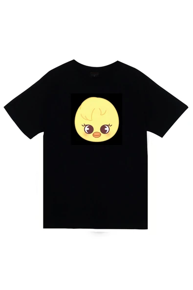 fame-stoned  Stray Kids Skzoo bbokari Karakter Baskılı Unisex %100 Pamuk Siyah T-shirt ürün görseli