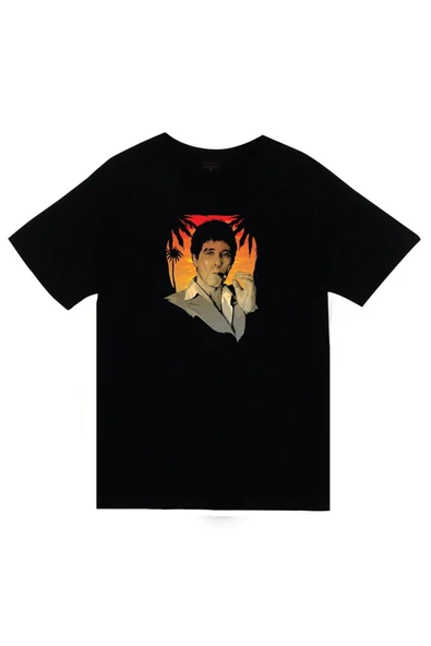 fame-stoned  Unisex Siyah Scarface Tony Montana T-Shirt ürün görseli