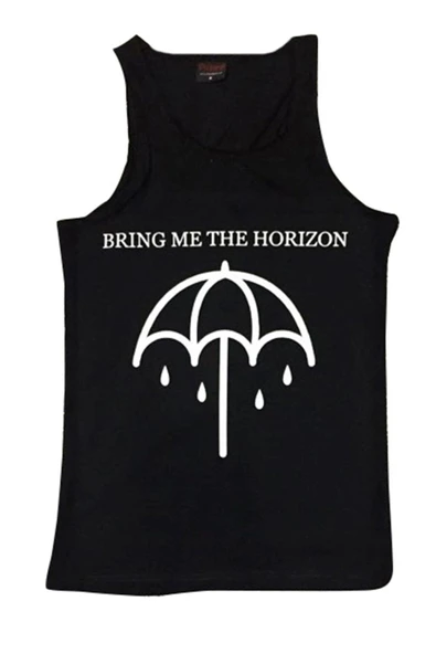fame-stoned  Bring Me The Horizon Baskılı Sıfır Kol T-shirt