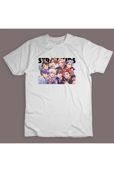 fame-stoned  Stray Kids K-pop Müzik Grubu Baskılı Unisex %100 Pamuk Beyaz T-shirt ürün görseli