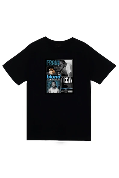 fame-stoned  Frank Ocean Baskılı Unisex %100 Pamuk Siyah T-shirt ürün görseli