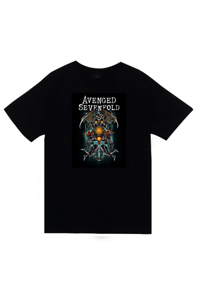 fame-stoned  Avenged Sevenfold Baskılı Unisex %100 Pamuk Siyah T-shirt