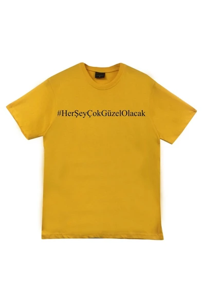 fame-stoned  Her Şey Çok Güzel Olacak Unisex %100 Pamuk Sarı T-shirt ürün görseli 1