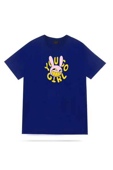 fame-stoned  The Amazing Digital Circus Baskılı %100 Pamuk Unisex Mavi T-shirt