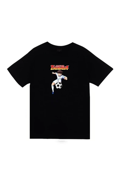fame-stoned  Captain Tsubasa Anime Baskılı Unisex %100 Pamuk Kırmızı T-shirt ürün görseli