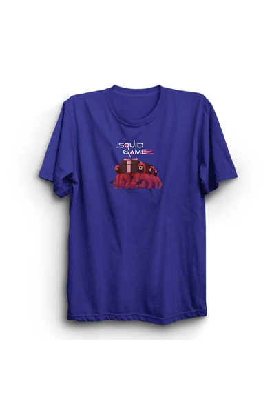 fame-stoned  Squid Game 2, Baskılı, Unisex, Mavi %100 Pamuk T-shirt - Tarzını Oyunla Yansıt