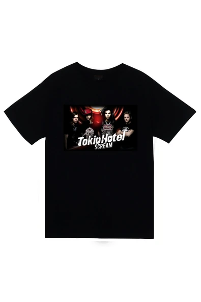 fame-stoned  Tokio Hotel Baskılı Unisex Siyah %100 Pamuk T-shirt ürün görseli