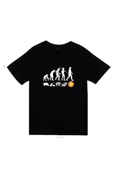fame-stoned  Human Evolution Insan Evrimi Money Evolution Bitcoin Baskılı Oversize Tshirt ürün görseli