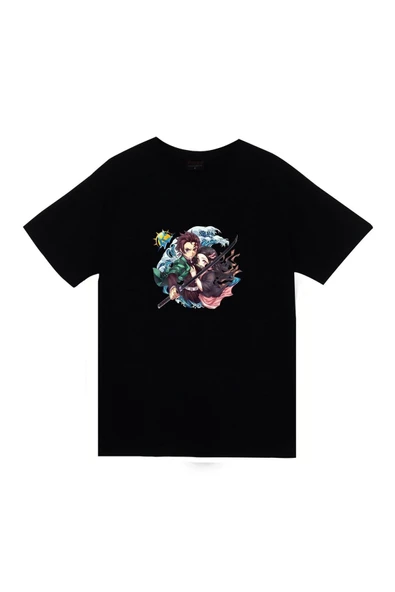 fame-stoned  Damon Slayer Anime Baskılı Tshirt - 1