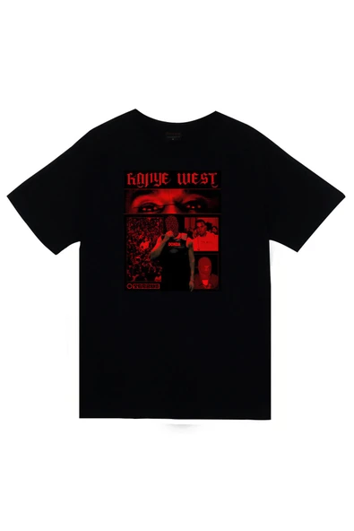 fame-stoned Kanye West Baskılı Unisex %100 Pamuk Siyah T-shirt ürün görseli