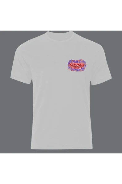 fame-stoned  Stranger Things Baskılı Unisex %100 Pamuk Beyaz T-shirt ürün görseli