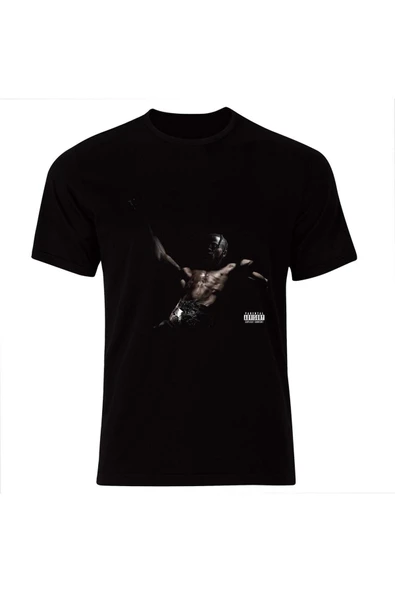 fame-stoned  Utopia Travis Scott Baskılı Unisex %100 Pamuk Siyah T-shirt