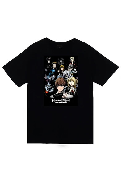 fame-stoned  Death Note Anime Baskılı Unisex %100 Pamuk Siyah T-shirt ürün görseli