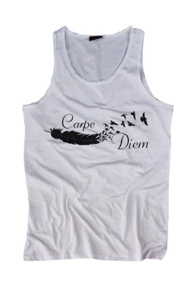 fame-stoned Carpe Diem Baskılı Sıfır Kol T-shirt - 1