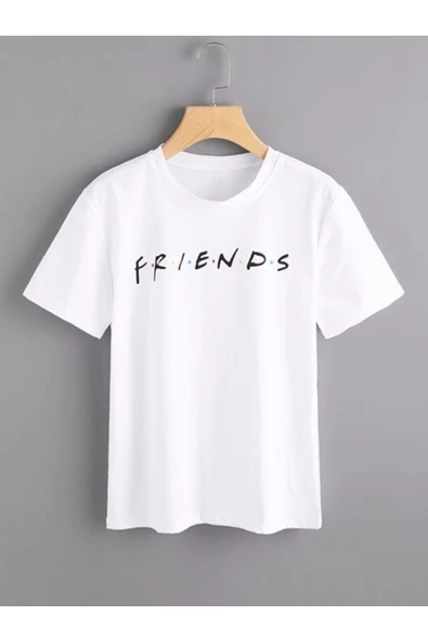 fame-stoned  Friends Dizi Baskılı Unisex %100 Pamuk Beyaz T-shirt