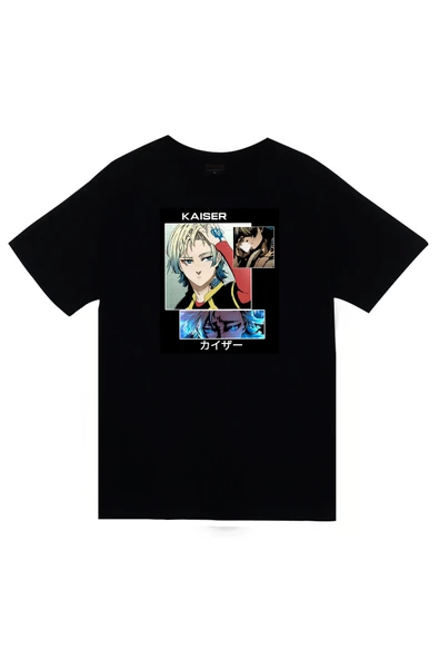 fame-stoned  Blue Lock, Michael Kaiser Anime Baskılı Unisex %100 Pamuk Siyah T-shirt ürün görseli