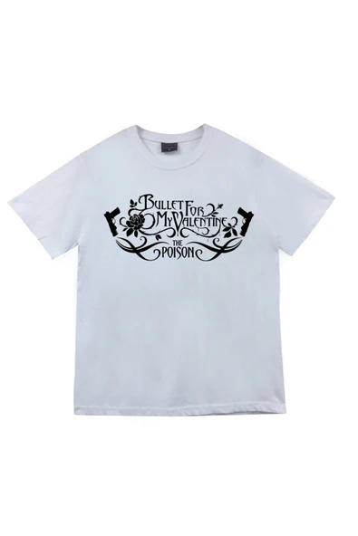 fame-stoned  Bullet For My Valentine Baskılı Unisex %100 Pamuk Beyaz T-shirt ürün görseli