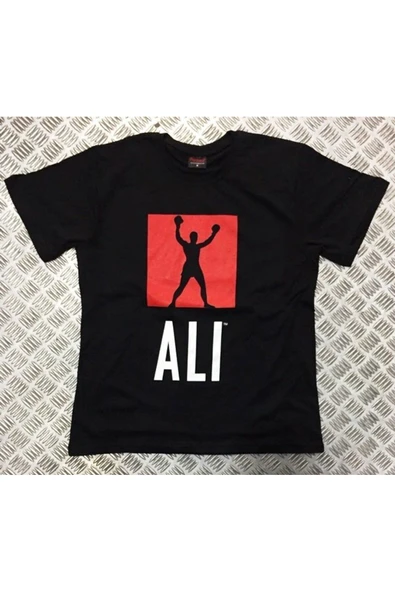 fame-stoned  Muhammed Ali Baskılı Unisex %100 Pamuk Siyah T-shirt ürün görseli