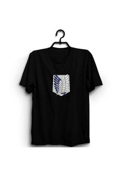 fame-stoned  Unisex Siyah Attack On Titan Baskılı Tişört ürün görseli