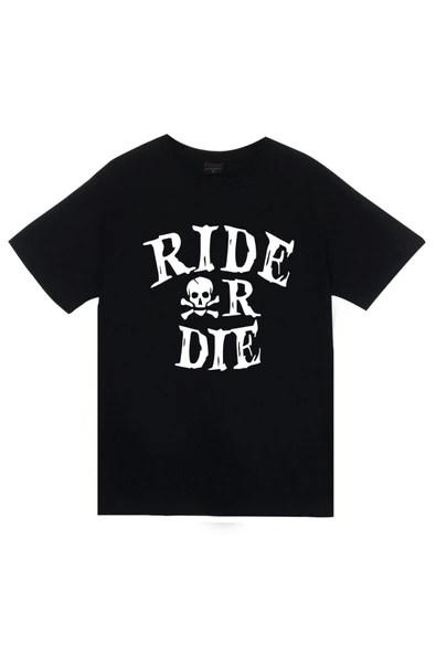 fame-stoned  Siyah Ride Or Die Baskılı T-shirt ürün görseli