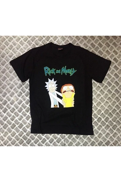 fame-stoned  Rick And Morty Baskılı Unisex %100 Pamuk Siyah T-shirt ürün görseli