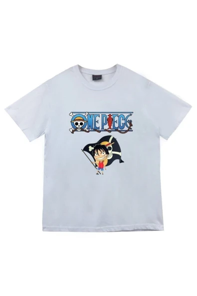 fame-stoned  Unisex Beyaz One Piece Baskılı T-shirt ürün görseli 1