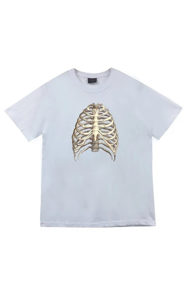 fame-stoned  Unisex Gri Kurukafa Baskılı T-shirt ürün görseli