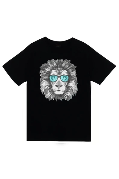 fame-stoned  Unisex Bordo Aslan Gözlüklü Baskılı T-shirt ürün görseli