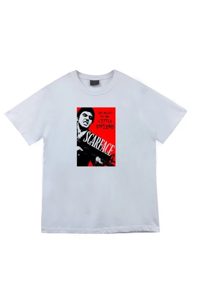 fame-stoned  Scarface Tony Montana Baskılı Unisex %100 Pamuk Beyaz T-shirt ürün görseli