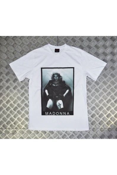 fame-stoned  Unisex Beyaz Madonna Baskılı T-shirt ürün görseli