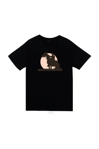 fame-stoned  Kovboy Baskılı Unisex %100 Pamuk Siyah T-shirt ürün görseli