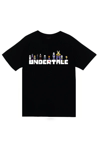 fame-stoned  Undertale Baskılı Unisex %100 Pamuk Siyah T-shirt ürün görseli