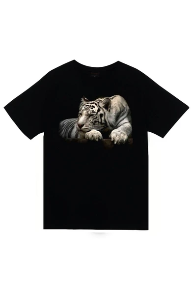 fame-stoned  Kaplan Baskılı Unisex %100 Pamuk Siyah T-shirt ürün görseli