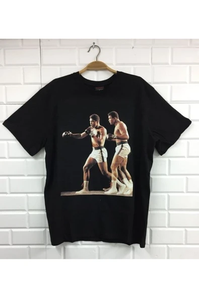 fame-stoned  Muhammed Ali Baskılı Unisex %100 Pamuk Siyah T-shirt ürün görseli